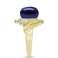 Inel din Argint 925 Placat cu Aur ( 4 grame ) cu Perlă de Cultură Neagră și Topaz Alb 5.53 Carate