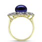 Inel din Argint 925 Placat cu Aur ( 5.41 grame ) cu Perlă de Cultură Neagră și Topaz Alb 5.19 Carate