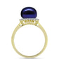 Inel din Argint 925 Placat cu Aur ( 2.31 grame ) cu Perlă de Cultură Neagră și Topaz Alb 4.37 Carate