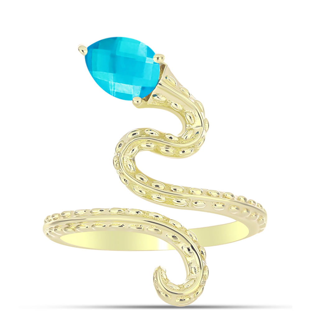 Inel din Argint 925 Placat cu Aur ( 4.48 grame ) cu Jad albastru 0.99 Carate