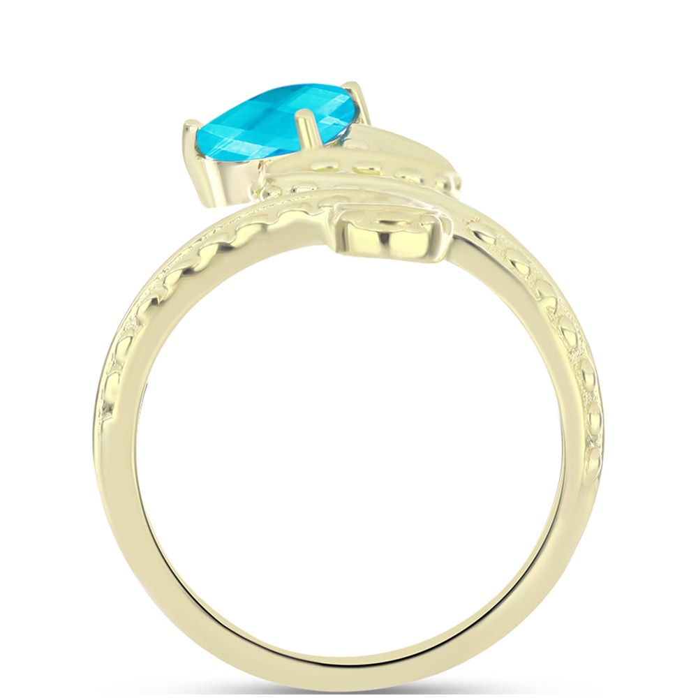 Inel din Argint 925 Placat cu Aur ( 4.48 grame ) cu Jad albastru 0.99 Carate 2 