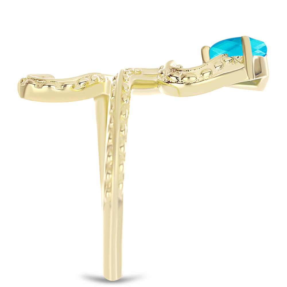 Inel din Argint 925 Placat cu Aur ( 4.48 grame ) cu Jad albastru 0.99 Carate 4 