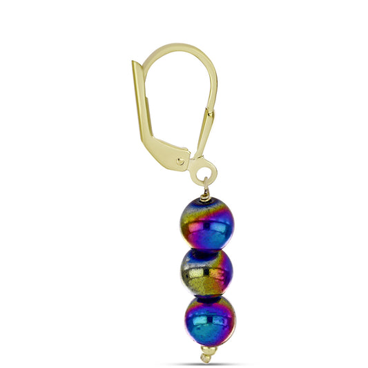 Cercei din Argint 925 Placat cu Aur ( 1.06 grame ) cu Cuarț Hematit Verde Mistic 17.48 Carate