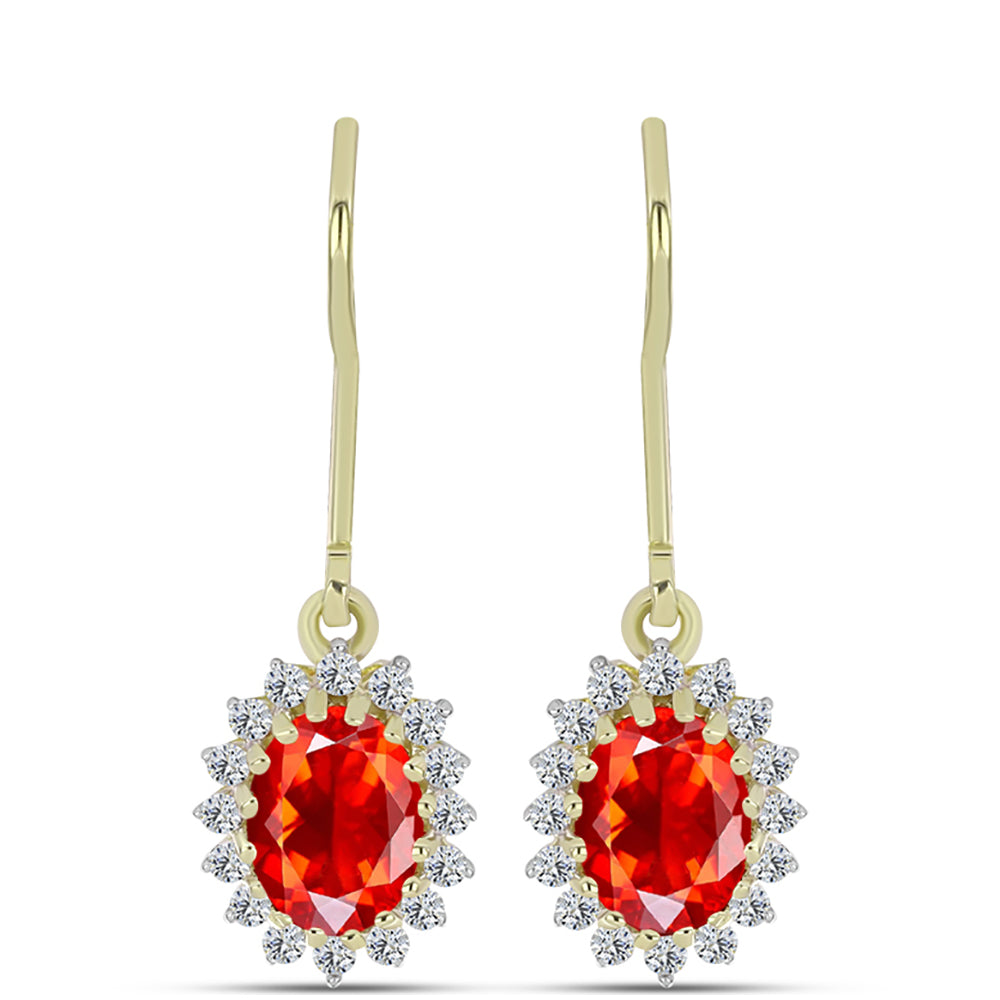 Cercei din Argint 925 Placat cu Aur ( 2.07 grame ) cu Opal de Foc Lega Dembi și Topaz Alb 1.36 Carate