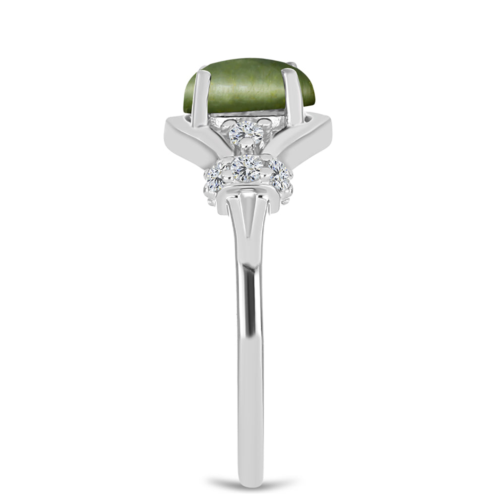 Inel din Argint 925 ( 2.3 grame ) cu Ochi de Pisică Antananarivo și Topaz Alb 1.61 Carate