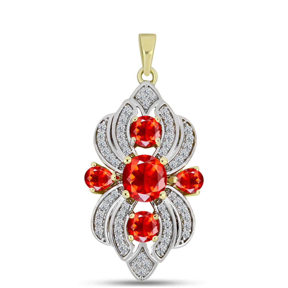 Pandantiv din Argint 925 Placat cu Aur ( 3.33 grame ) cu Opal de Foc Lega Dembi și Topaz Alb 1.5 Carate 1 