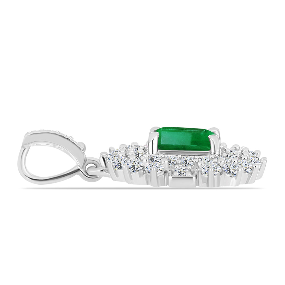 Pandantiv din Argint 925 ( 1.82 grame ) cu Smarald Zambian și Topaz Alb 1.4 Carate