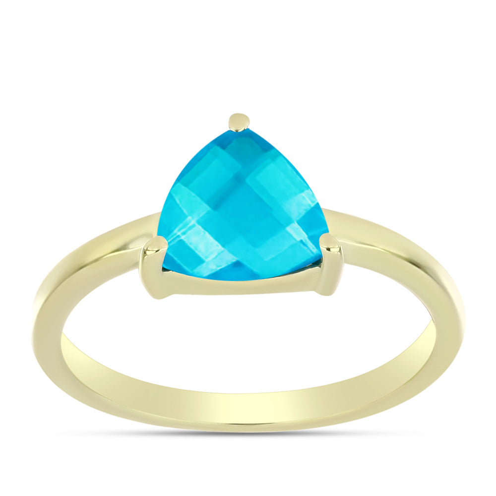 Inel din Argint 925 Placat cu Aur ( 1.8 grame ) cu Jad albastru 1.49 Carate 3 