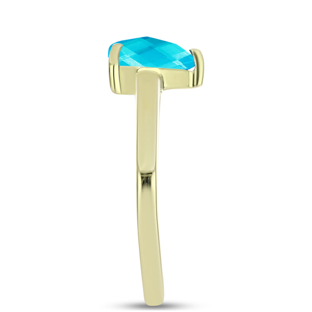 Inel din Argint 925 Placat cu Aur ( 1.8 grame ) cu Jad albastru 1.49 Carate