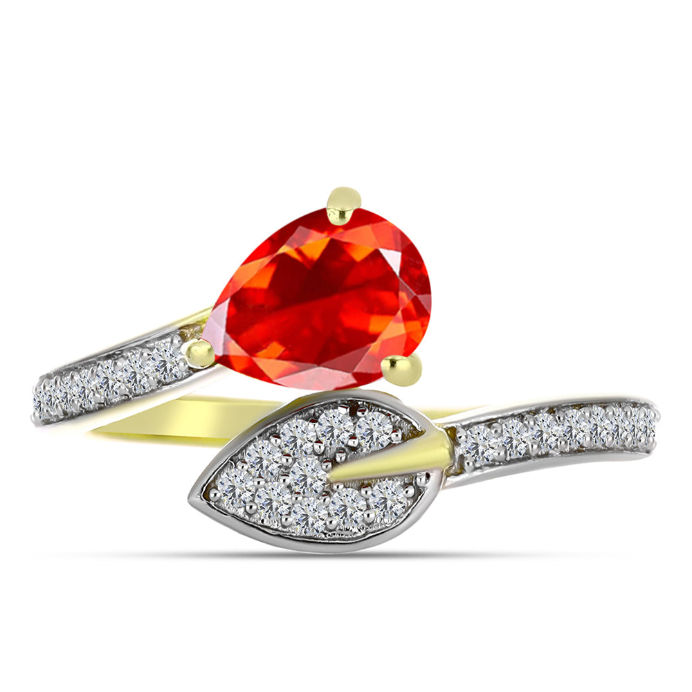 Inel din Argint 925 Placat cu Aur ( 2.55 grame ) cu Opal de Foc Lega Dembi și Topaz Alb 0.98 Carate