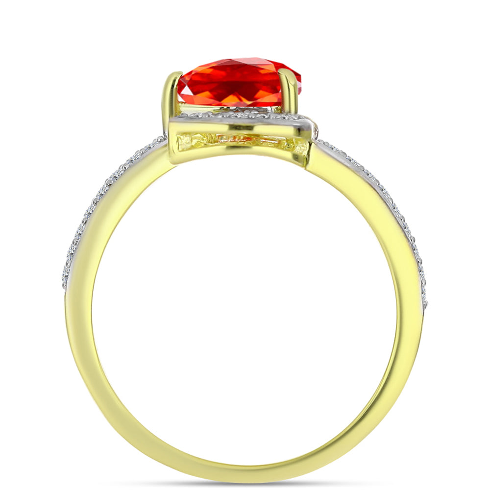 Inel din Argint 925 Placat cu Aur ( 2.55 grame ) cu Opal de Foc Lega Dembi și Topaz Alb 0.98 Carate