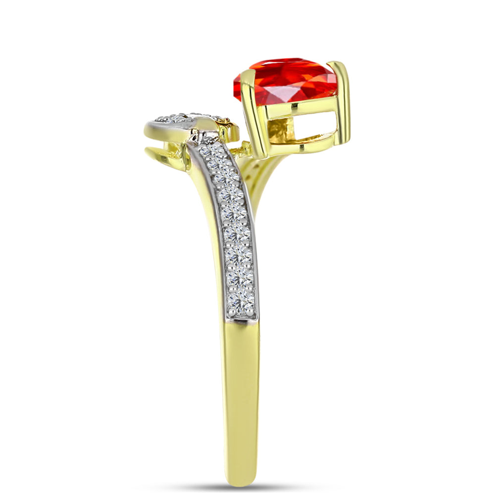 Inel din Argint 925 Placat cu Aur ( 2.55 grame ) cu Opal de Foc Lega Dembi și Topaz Alb 0.98 Carate