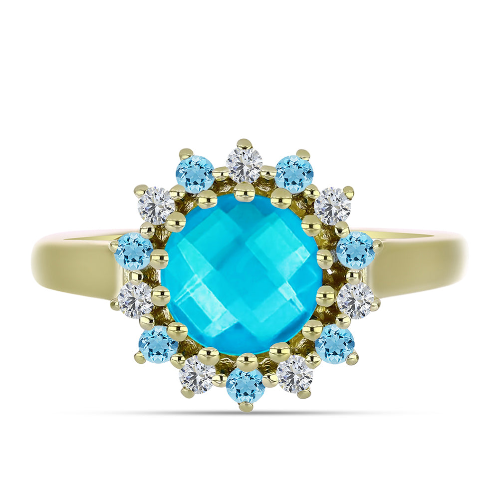 Inel din Argint 925 Placat cu Aur ( 3.25 grame ) cu Jad albastru 2.16 Carate 1 