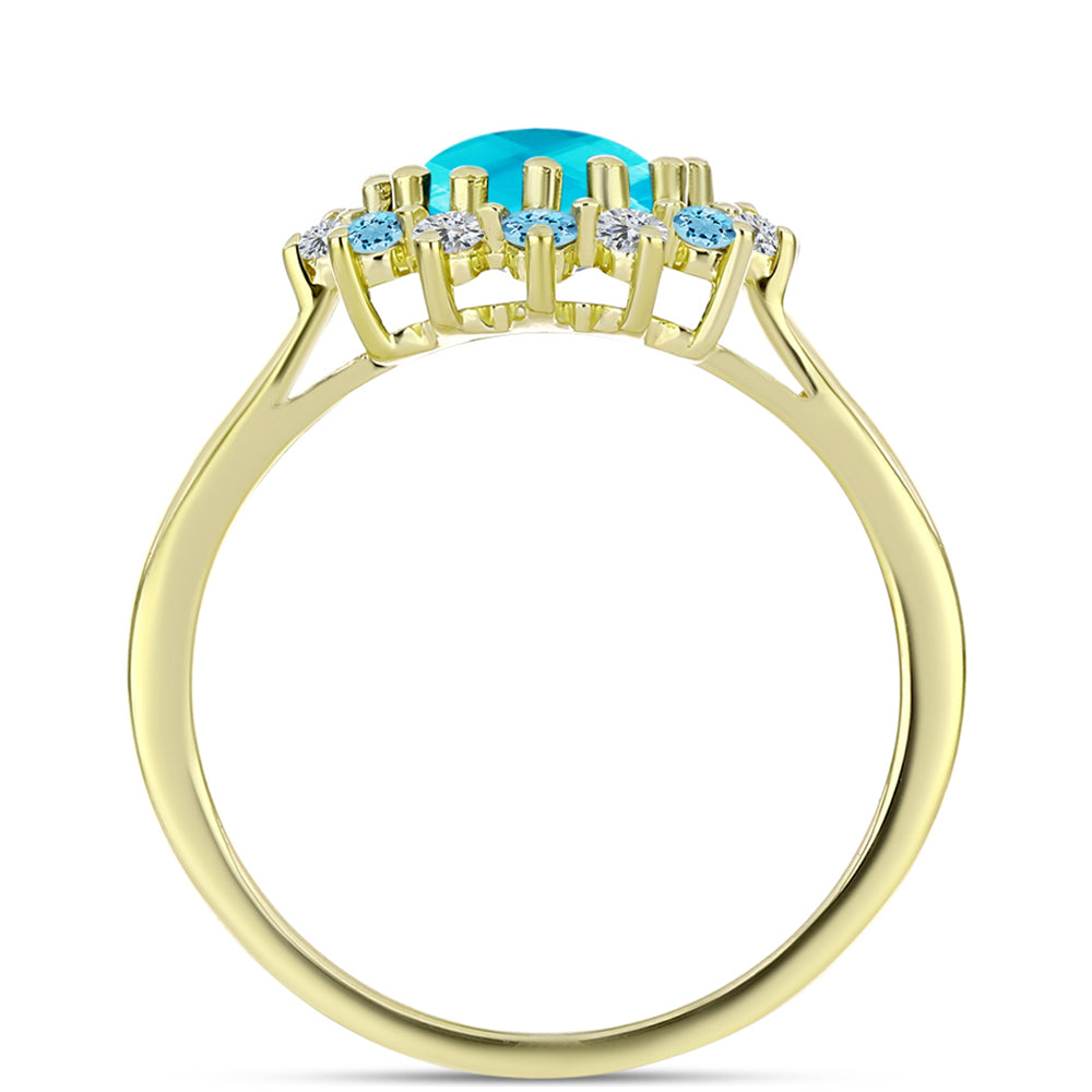 Inel din Argint 925 Placat cu Aur ( 3.25 grame ) cu Jad albastru 2.16 Carate 2 