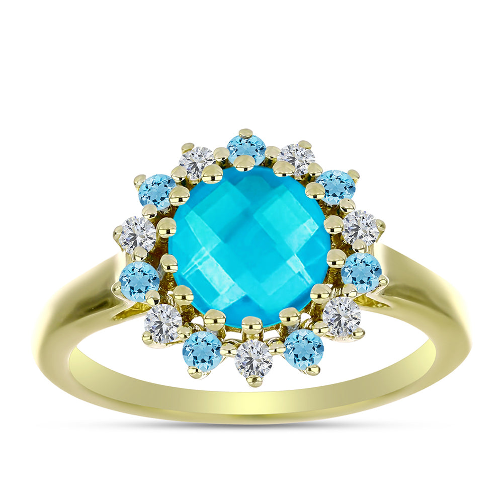 Inel din Argint 925 Placat cu Aur ( 3.25 grame ) cu Jad albastru 2.16 Carate 3 