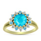 Inel din Argint 925 Placat cu Aur ( 3.25 grame ) cu Jad albastru 2.16 Carate