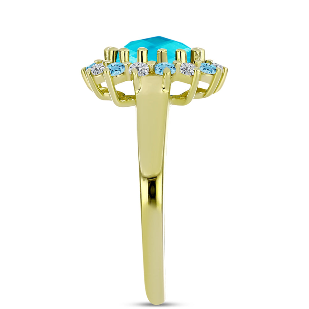 Inel din Argint 925 Placat cu Aur ( 3.25 grame ) cu Jad albastru 2.16 Carate