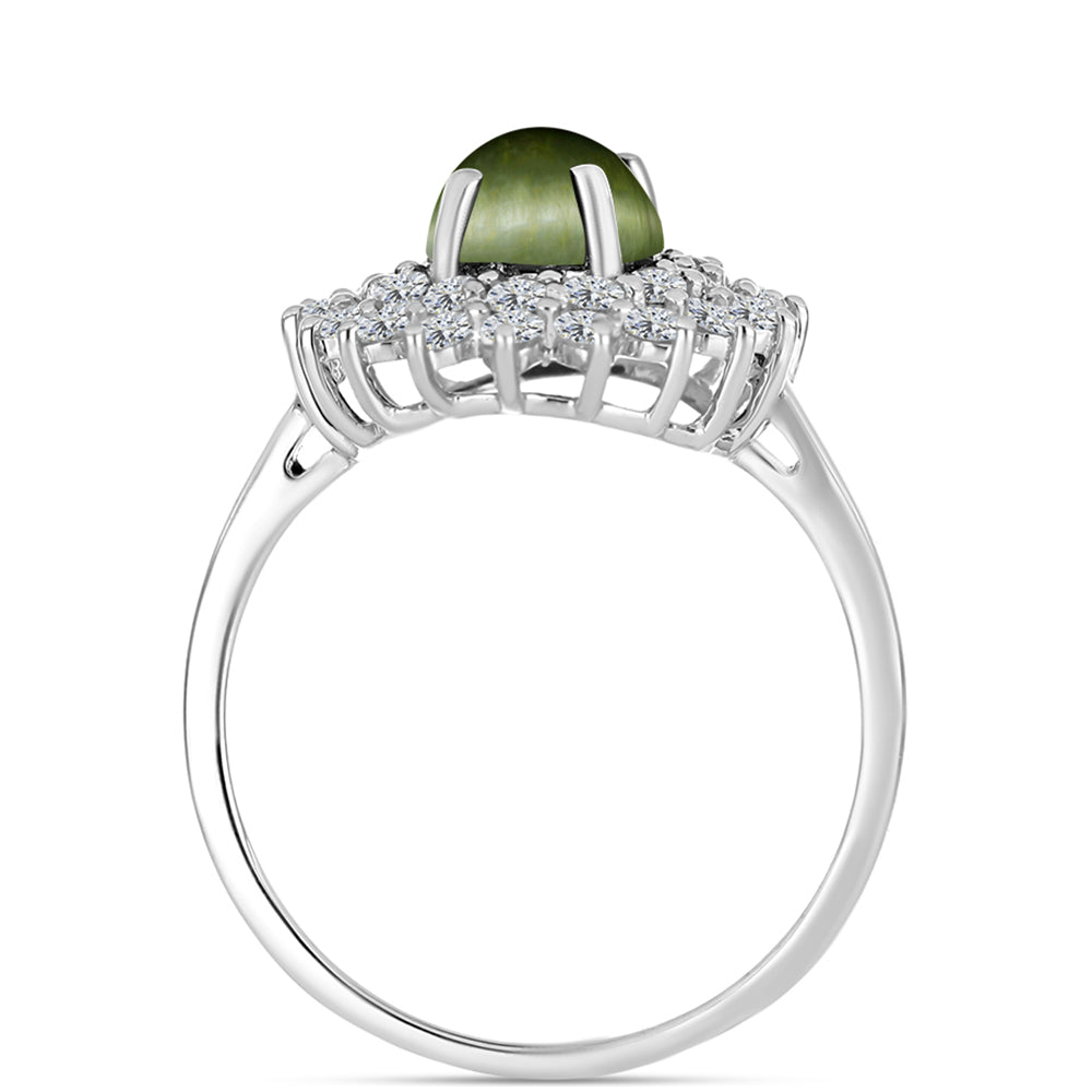 Inel din Argint 925 ( 3.01 grame ) cu Ochi de Pisică Antananarivo și Topaz Alb 3.2 Carate