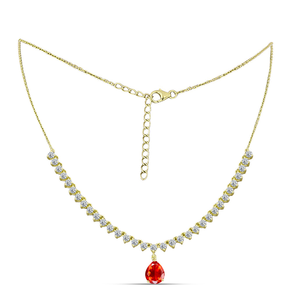 Colier din Argint 925 Placat cu Aur ( 8.02 grame ) cu Opal de Foc Lega Dembi și Topaz Alb 5.68 Carate