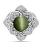 Inel din Argint 925 ( 5 grame ) cu Ochi de Pisică Antananarivo și Topaz Alb 4.03 Carate