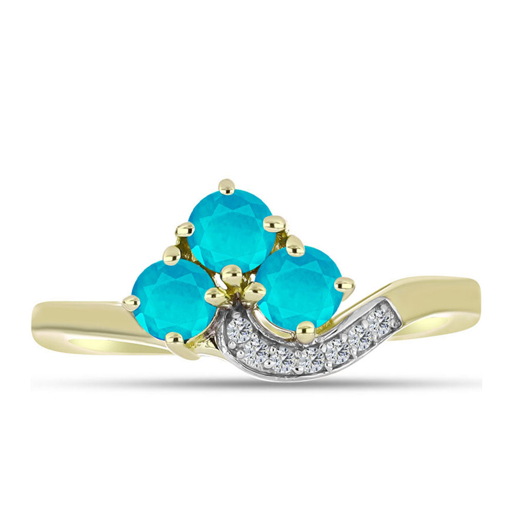 Inel din Argint 925 Placat cu Aur ( 2.24 grame ) cu Jad albastru și Topaz Alb 0.77 Carate 1 