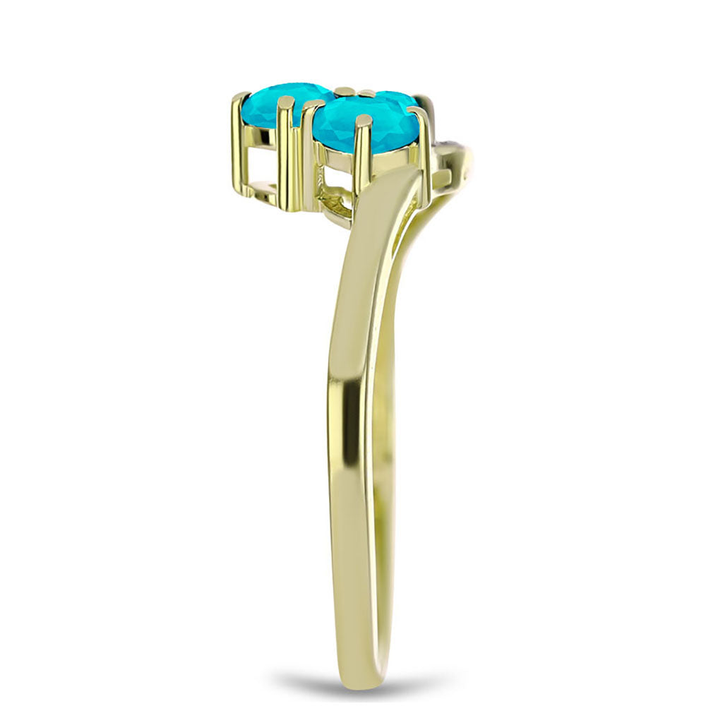 Inel din Argint 925 Placat cu Aur ( 2.24 grame ) cu Jad albastru și Topaz Alb 0.77 Carate