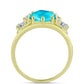 Inel din Argint 925 Placat cu Aur ( 3.56 grame ) cu Jad albastru și Topaz Alb 3.09 Carate