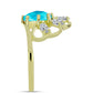Inel din Argint 925 Placat cu Aur ( 3.56 grame ) cu Jad albastru și Topaz Alb 3.09 Carate