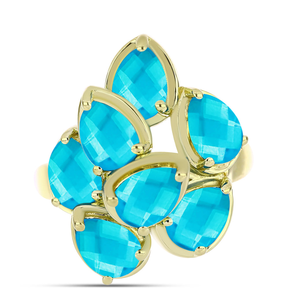 Inel din Argint 925 Placat cu Aur ( 4.45 grame ) cu Jad albastru 4.12 Carate 1 