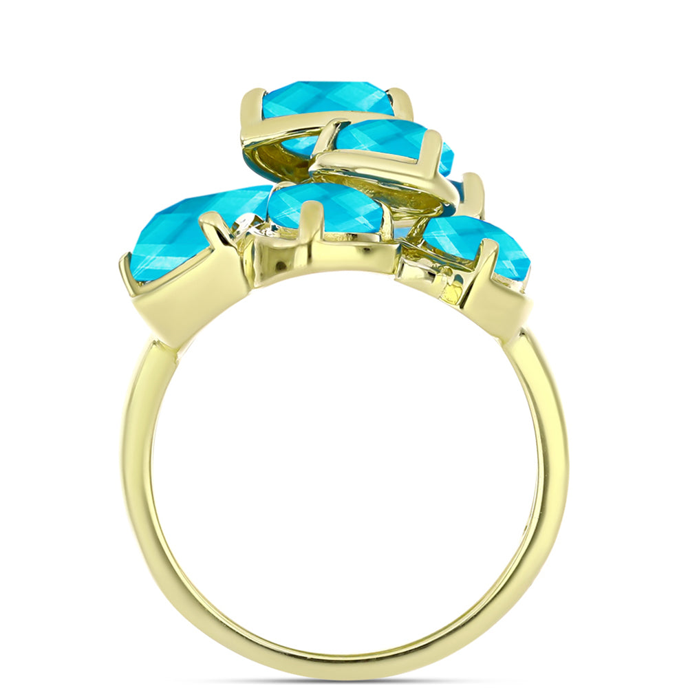 Inel din Argint 925 Placat cu Aur ( 4.45 grame ) cu Jad albastru 4.12 Carate