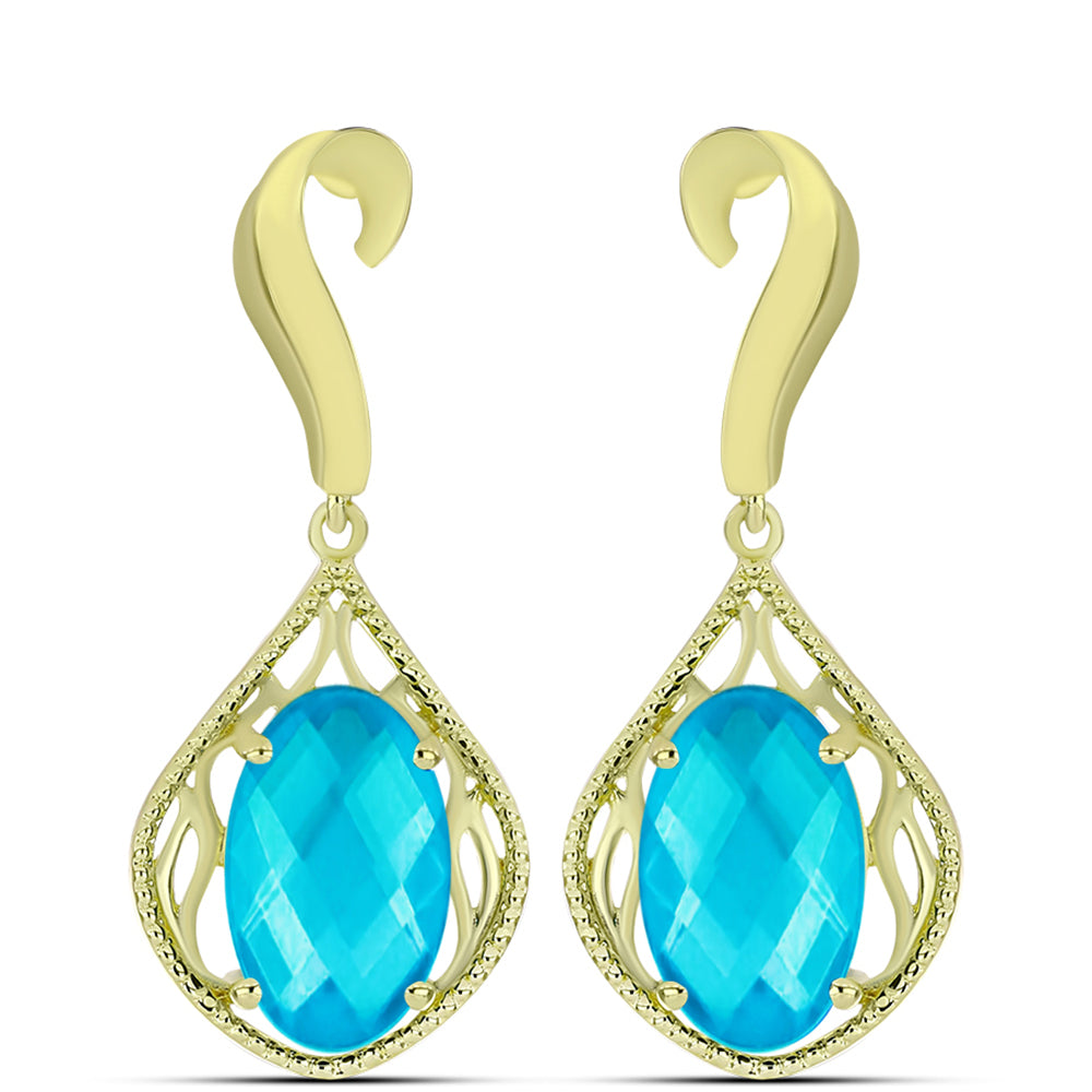 Cercei din Argint 925 Placat cu Aur ( 5.29 grame ) cu Jad albastru 6.69 Carate