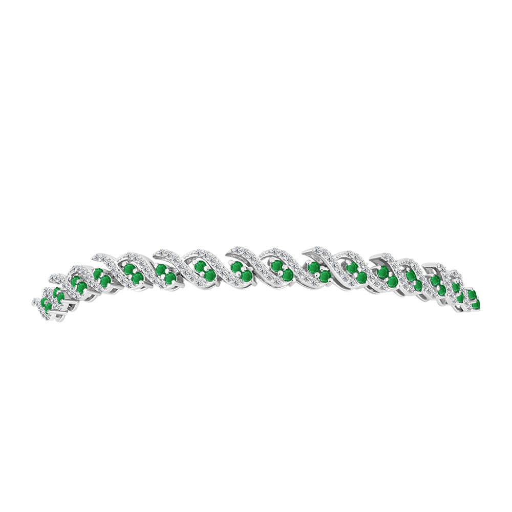 Brățară din Argint 925 ( 8.29 grame ) cu Smarald Zambian și Topaz Alb 2.41 Carate