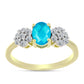 Inel din Argint 925 Placat cu Aur ( 2.08 grame ) cu Jad albastru și Topaz Alb 1.18 Carate