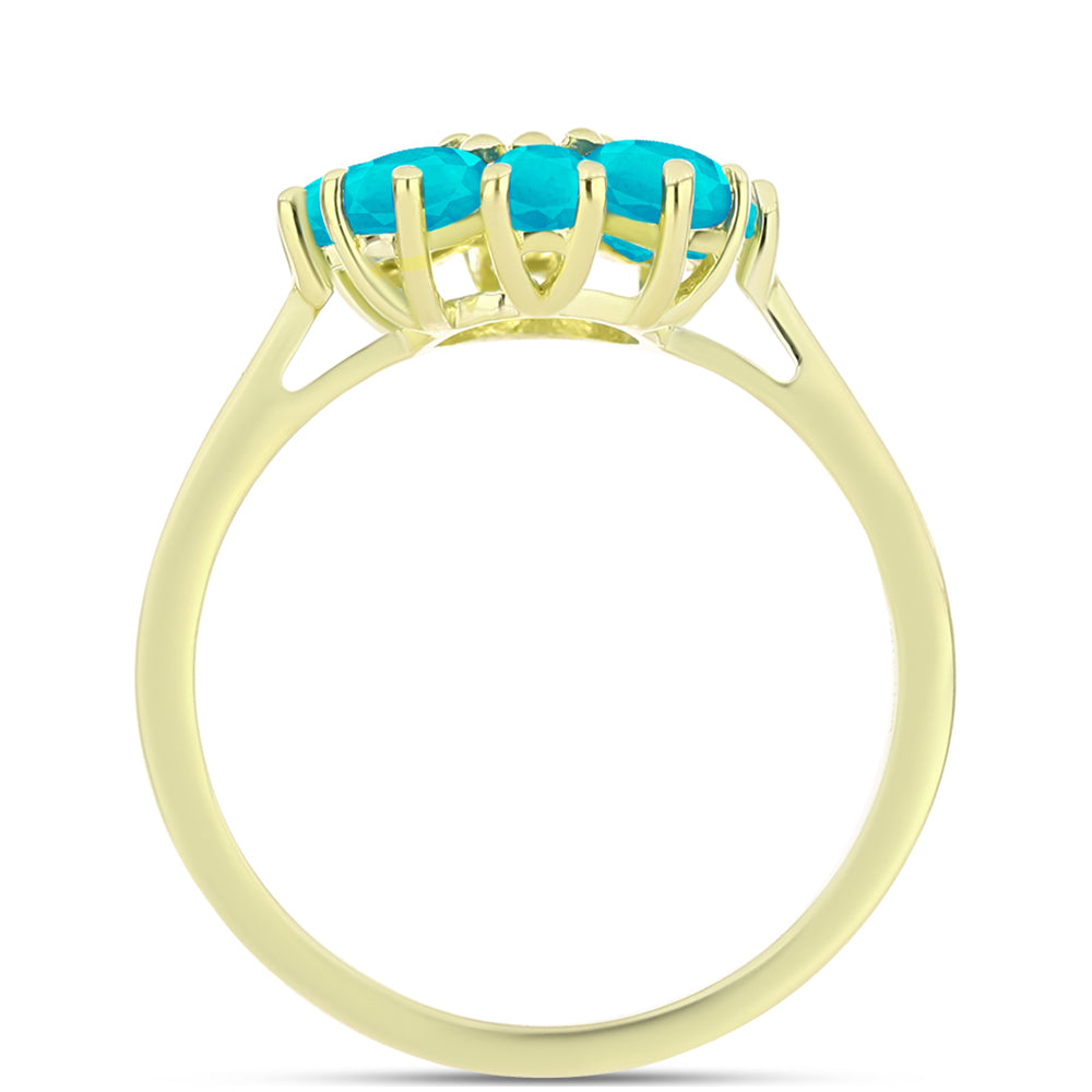 Inel din Argint 925 Placat cu Aur ( 2.1 grame ) cu Jad albastru și Topaz Alb 1.7 Carate 2 