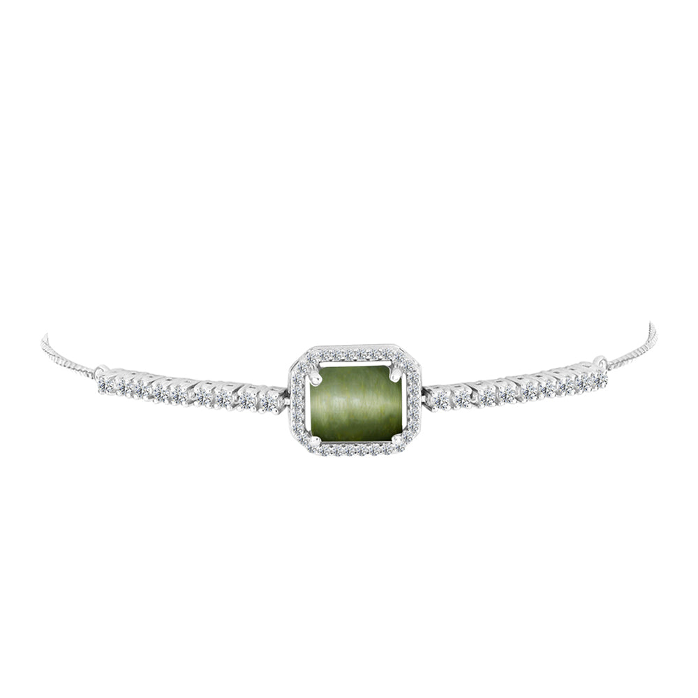 Brățară din Argint 925 ( 5.3 grame ) cu Ochi de Pisică Antananarivo și Topaz Alb 4.5 Carate 2 