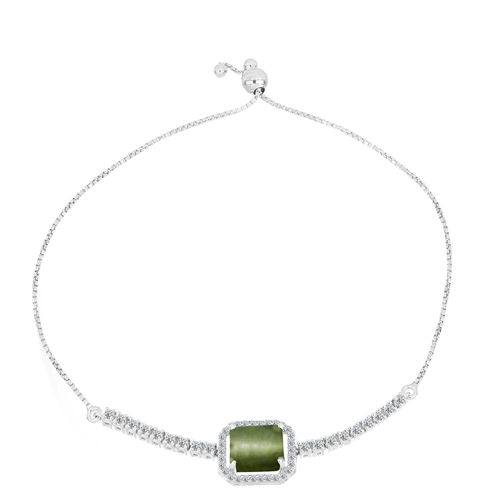 Brățară din Argint 925 ( 5.3 grame ) cu Ochi de Pisică Antananarivo și Topaz Alb 4.5 Carate 1 