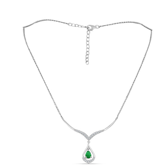 Colier din Argint 925 ( 5.35 grame ) cu Smarald Zambian și Topaz Alb 1.05 Carate