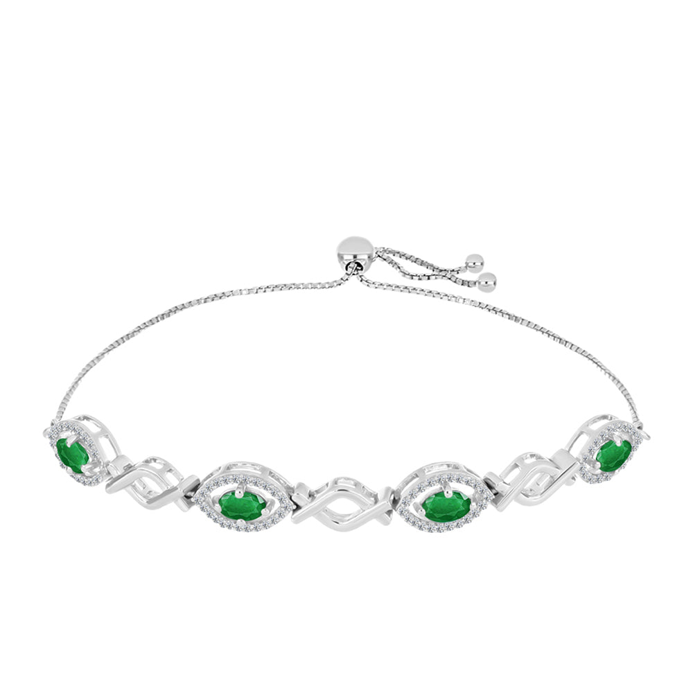 Brățară din Argint 925 ( 7.62 grame ) cu Smarald Zambian și Topaz Alb 2.3 Carate 1 