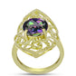 Inel din Argint 925 Placat cu Aur ( 4.46 grame ) cu Cuarț Hematit Verde Mistic 3.51 Carate