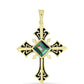 Cruce Pandantiv din Argint 925 Placat cu Aur ( 3.72 grame ) cu Cuarț Hematit Verde Mistic 0.93 Carate