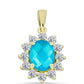 Pandantiv din Argint 925 Placat cu Aur ( 1.5 grame ) cu Jad albastru și Topaz Alb 2.57 Carate