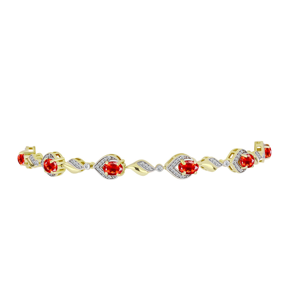 Brățară din Argint 925 Placat cu Aur ( 8.79 grame ) cu Opal de Foc Lega Dembi și Topaz Alb 2.33 Carate