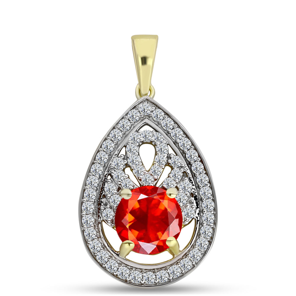 Pandantiv din Argint 925 Placat cu Aur ( 2.15 grame ) cu Opal de Foc Lega Dembi și Topaz Alb 1.36 Carate