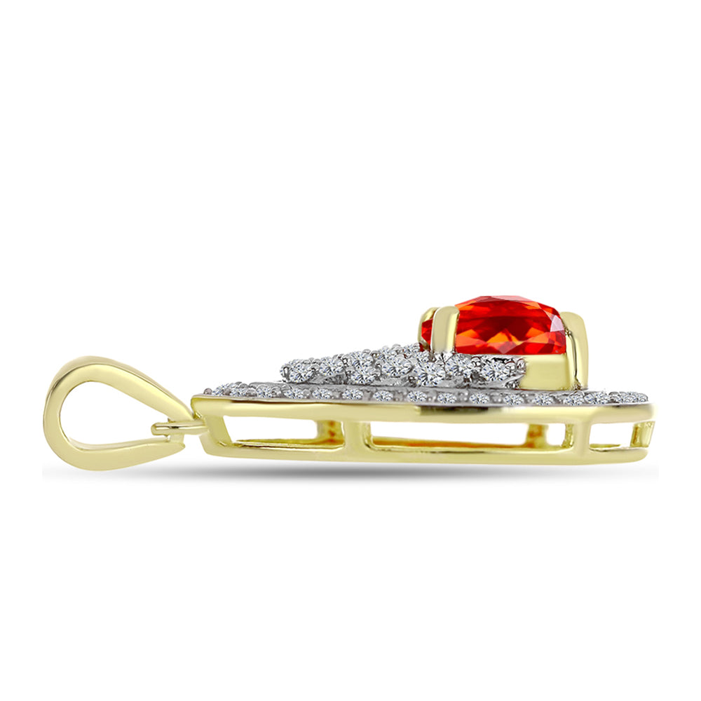 Pandantiv din Argint 925 Placat cu Aur ( 2.15 grame ) cu Opal de Foc Lega Dembi și Topaz Alb 1.36 Carate