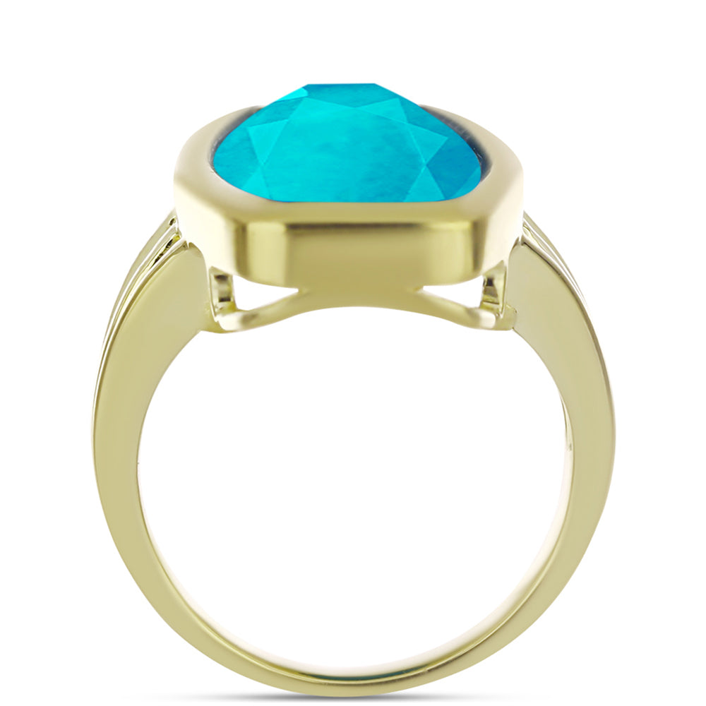 Inel din Argint 925 Placat cu Aur ( 6.4 grame ) cu Jad albastru 14.08 Carate 2 