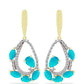 Cercei din Argint 925 Placat cu Aur ( 4.83 grame ) cu Jad albastru și Topaz Alb 3.46 Carate