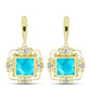 Cercei din Argint 925 Placat cu Aur ( 6.88 grame ) cu Jad albastru și Topaz Alb 6.35 Carate