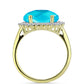 Inel din Argint 925 Placat cu Aur ( 3.23 grame ) cu Jad albastru și Topaz Alb 5.64 Carate