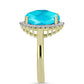 Inel din Argint 925 Placat cu Aur ( 3.23 grame ) cu Jad albastru și Topaz Alb 5.64 Carate