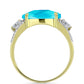 Inel din Argint 925 Placat cu Aur ( 2.88 grame ) cu Jad albastru și Topaz Alb 5 Carate